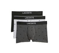 Lacoste 3-Pack Casual Signature Boxer Trunks, Black/Grey - Medium