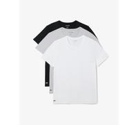 Lacoste 3-Pack Cotton Crew Neck Mens T-Shirts - White/Silver Chine-Black BXY - White/Silver Chine-Black BXY - M