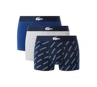 Lacoste 3 Pack Cotton Patterned Trunks- Navy, Navy, Size S, Men Navy
