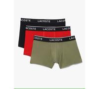 Lacoste 3-Pack Cotton Stretch Trunks - Khaki Green / Red / Black
