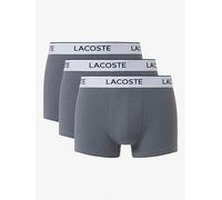 Lacoste Men's 3 Pack Cotton Stretch Trunks, Grey