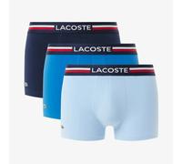 Lacoste 3-Pack Signature Waist Boxer Trunks, Blue - Small