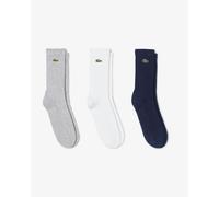 Lacoste 3 Pack Sport Mens High Cut Socks - Silver Chine/White-Navy Blue TYA - Silver Chine/White-Navy Blue TYA - UK6-UK8
