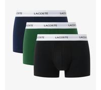 Lacoste 3-Pack Stretch Cotton Logo Waist Boxer Trunks, Black/Green/Navy - X-Large