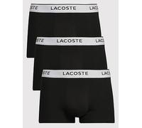 Lacoste 3-Pack Stretch Cotton Logo Waist Trunks - Black, Black, Size L, Men Black