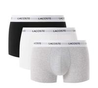 Lacoste Men's 3-Pack Stretch Cotton Trunks – Black / White / Grey Chine – Size L