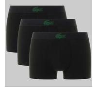 Lacoste 3-Pack Stretch Cotton Trunks With Crocodile Waistband, Black - Large