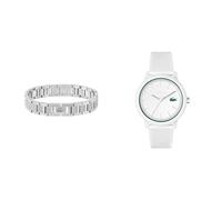 Lacoste Analogue Quartz Watch for Men with White Silicone Bracelet - 2011169 Men's Metropole Collection Link Bracelet Embellished with Petit piqué Pattern - 2040117