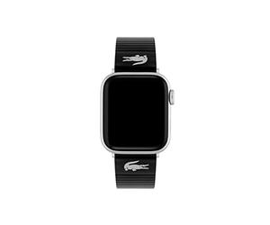 Lacoste Apple Watch Strap for Men and Women in Black Leather with Embossed Stripes - 2050028