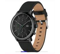 LACOSTE BLACK MULTI DIAL LEATHER STRAP WATCH LC.115.1.3129, NEW WITH TAG.