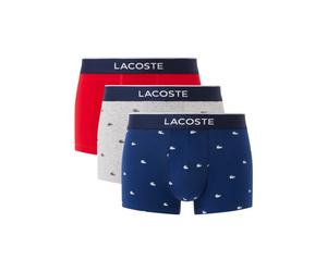 Lacoste Boxers 3 Pack Mens Blue Grey Red Boxer Shorts Trunks Size Medium