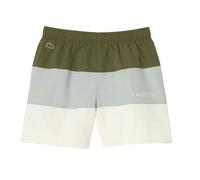 Lacoste Boys Colour Block Taffeta Swimming Trunks - Green/Grey/White - 8 Years - Green/Grey/White