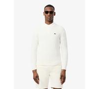 Lacoste Cable Knit Mens Cotton Jumper - Flour/Green - Flour/Green - L