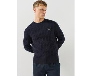 Lacoste Carded Wool Cable Knit Crew Knitted Jumper, Navy, Size 2Xl, Men Navy