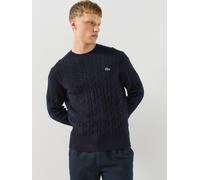 Lacoste Carded Wool Cable Knit Crew Knitted Jumper, Navy, Size Xl, Men Navy