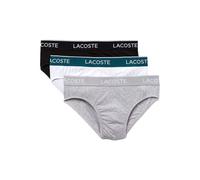 Lacoste Cotton Stretch Brief 3 Pack - Black/White/Silver Chine