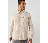 Lacoste Casual Checked Flannel Shirt, Beige, Size Xl, Men Beige