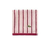 Lacoste Centre Mark Towel - 100% Soft Cotton Jacquard Stripe Design, Lightweight, Absorbent & Durable, Quick Drying, Pink, 13"x13" Wash Cloth