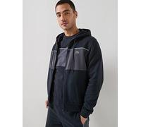 Lacoste Classic Fit Colorblock Zip Thru Fleece Hoodie, Black, Size L, Men Black