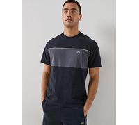 Lacoste Colour-Block Cotton Short Sleeve T-Shirt Black Grey - M