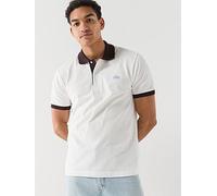 Lacoste Classic Fit Contrast Pique Polo Shirt, White, Size M, Men White