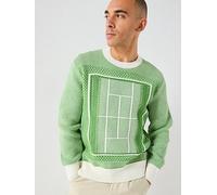 Lacoste Classic Fit Jacquard Knitted Jumper, Green, Size L, Men Green