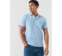 Lacoste Classic Fit Jersey Open Neck Polo Shirt, Blue, Size L, Men Blue