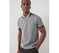 Lacoste Classic Fit Monogram Jacquard Polo Shirt, Navy, Size S, Men Navy
