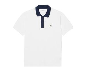 Lacoste Classic Fit Polo Shirt, Contrast Collar, White/Navy Blue (UK, Alpha, L, Regular, Regular, White/Navy Blue)