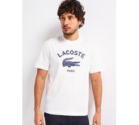 Lacoste Classic Fit Signature Print Jersey T-Shirt - White, White, Size M, Men White