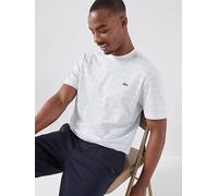 Lacoste Classic Fit Striped Cotton T-Shirt, Blue, Size M, Men Blue