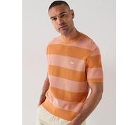 Lacoste Classic Fit Striped Knitted T-Shirt, Orange, Size 2Xl, Men Orange