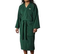 Lacoste Classic Pique Bath Robe, 100% Soft Cotton Terry, Unisex Bathrobe for Adult Women & Men, Luxury Robe for Spa, Super Absorbent & Quick Drying, One Size Fits Most, Eden