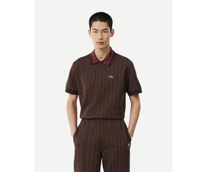 Lacoste Col Bord-Cotes short sleeve polo brown maroon burgundy olive - XS