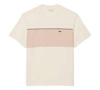Lacoste Short Sleeve Colour-Block Cotton T-Shirt Beige - S