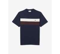 Lacoste Colour-Block Short Sleeve T-Shirt Navy Blue Red White - L