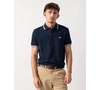 Lacoste Contrast Collar Pique Mens Regular Fit Polo Shirt - Navy Blue - Navy Blue - L
