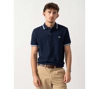 Lacoste Contrast Collar Pique Mens Regular Fit Polo Shirt - Navy Blue - Navy Blue - L