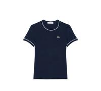 Lacoste contrast-trim round-neck logo-detail cotton T-shirt - Blue 34-36-38-40