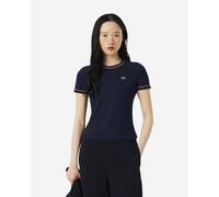 Lacoste Contrast Trim Short Sleeve T-Shirt Navy Blue Women - 38