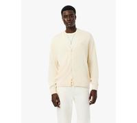 Lacoste Cotton Blend Ribbed V-Neck Cardigan Neutral