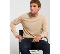 Lacoste Cotton Jersey Crew Neck Knitted Jumper- Beige, Beige, Size S, Men Beige