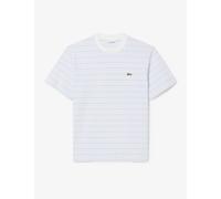 Lacoste Cotton Rich Striped Crew Neck T-Shirt White Mix