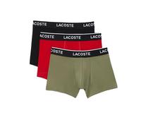 Lacoste Men's 3-Pack Casual Boxer Trunks, Black/Red/Khaki - Tan - Size: 32/30/31