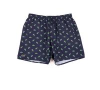 Lacoste Mid Length Crocodile Print Mens Swim Trunks - Navy Blue 166