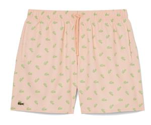 Lacoste Crocodile Print Mid Length Swim Shorts Rose Pale