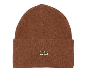 Lacoste Cuffed Wool Beanie Tan