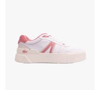 Lacoste EVO Womens Leather Lace-Up Comfort White/Light Pink Casual Trainers