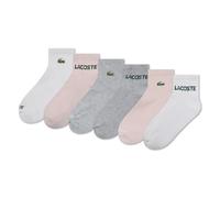 Lacoste Fashion 6-Pack Knit Everyday Socks, Pink/Ankle, 5-7 Unisex