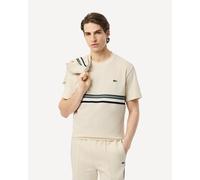 Lacoste French Made Striped Band Short Sleeve T-Shirt Off White - S